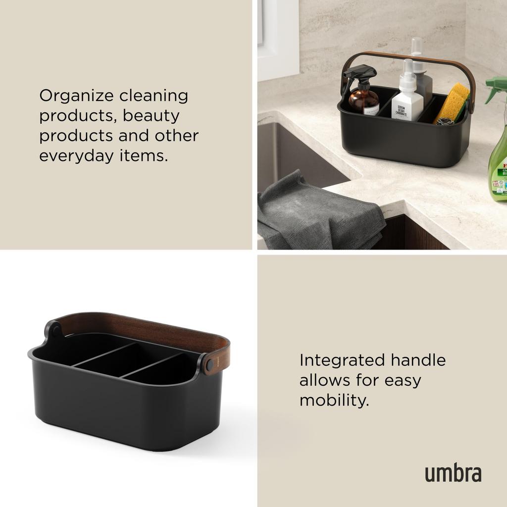 Official Umbra Bellwood Stackable Bin, 28x17cm, Black/Walnut