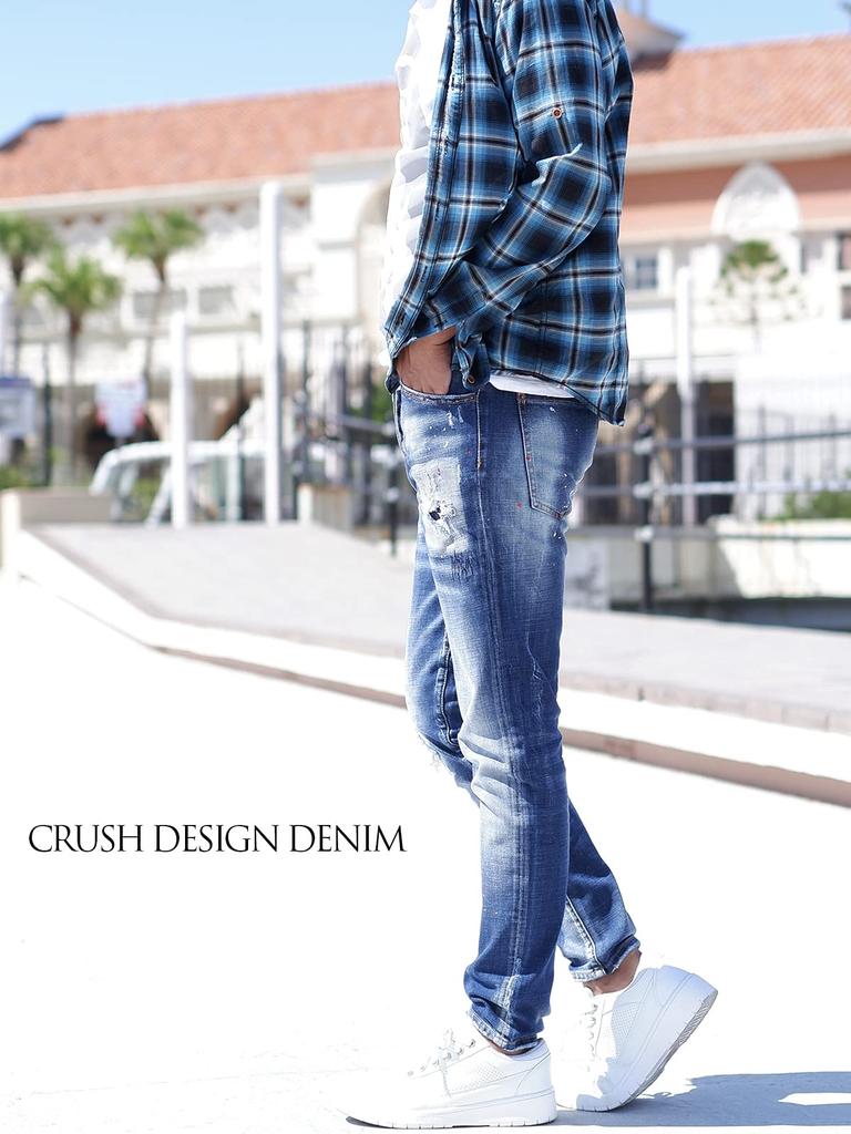 [BillionWorks] Herren-Jeans, Ausgefranste Jeans, Herren-Denim