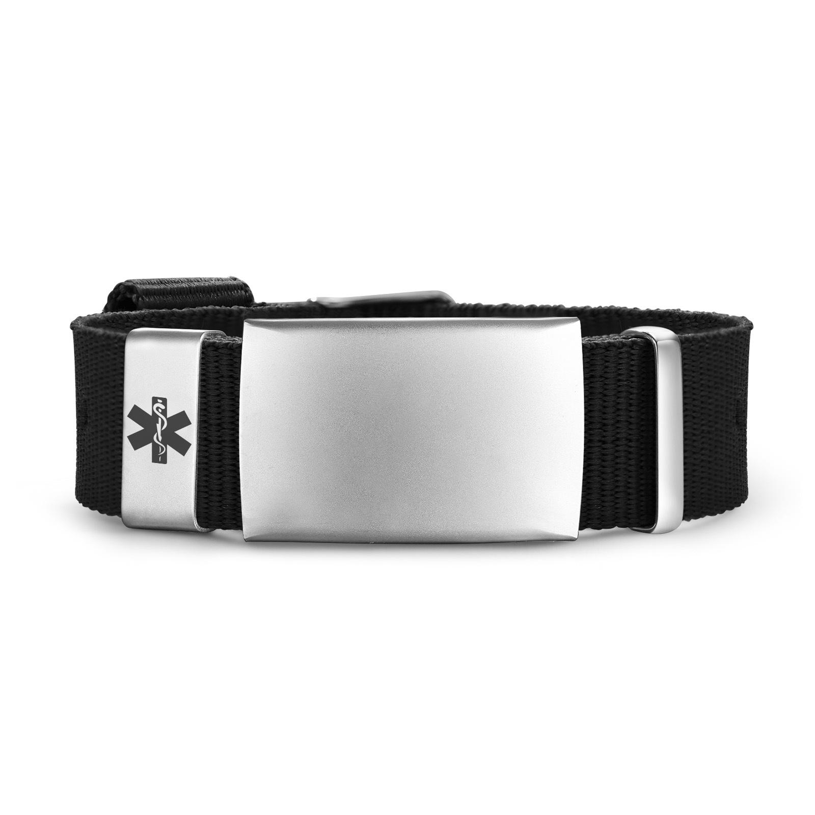 Casual Medical Alert ID Bracelets for Women,Free Custom Engraving Sport Medical Bracelets with Length Adjustable Rope Band