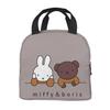 LDU Miffy Lunch Bag, Black, Insulated Lunch Box with Zipper, Compact, Soft Cooler Bag