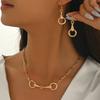 Jewelry Set Light Luxury Circle Design Necklace and Earrings