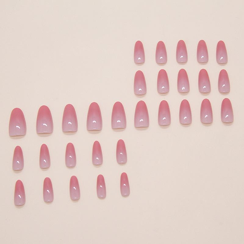 30Pcs Rose‑Pink Gradient Press‑on Nails, Minimalist Gentle Elegant European American Style Removable False Nails