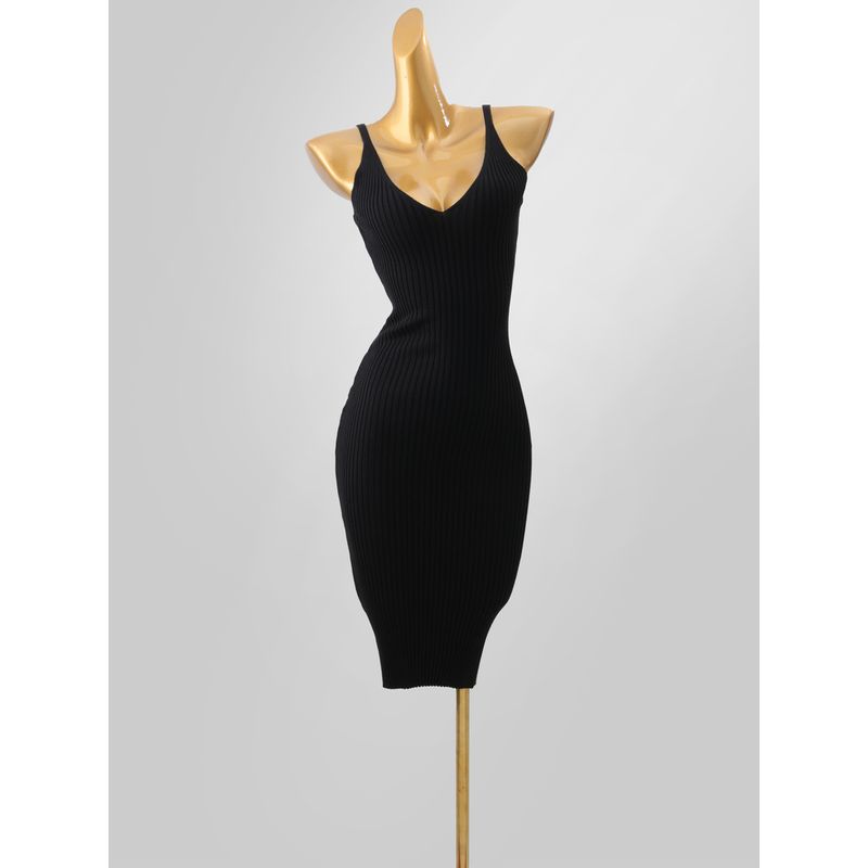 European and American Sexy V-neck Sleeveless Sling Dress Women Autumn and Winter New Slim Fit Slimming Split Knitted Sheath Long Dress