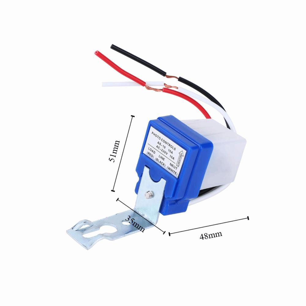 2 Pcs AS-10 Automatic Light Switch 10A 2200W Max Load Dusk To Dawn Sensor 220V/12V 10M Sensing Distance Photoswitch Streetlight