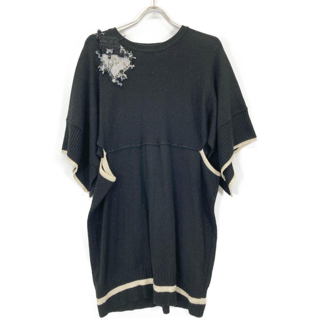 OLLEBOREBLA 329083 Pig Stone Bijou Patch Knit Dress *There Is No Size Notation. blackUsed