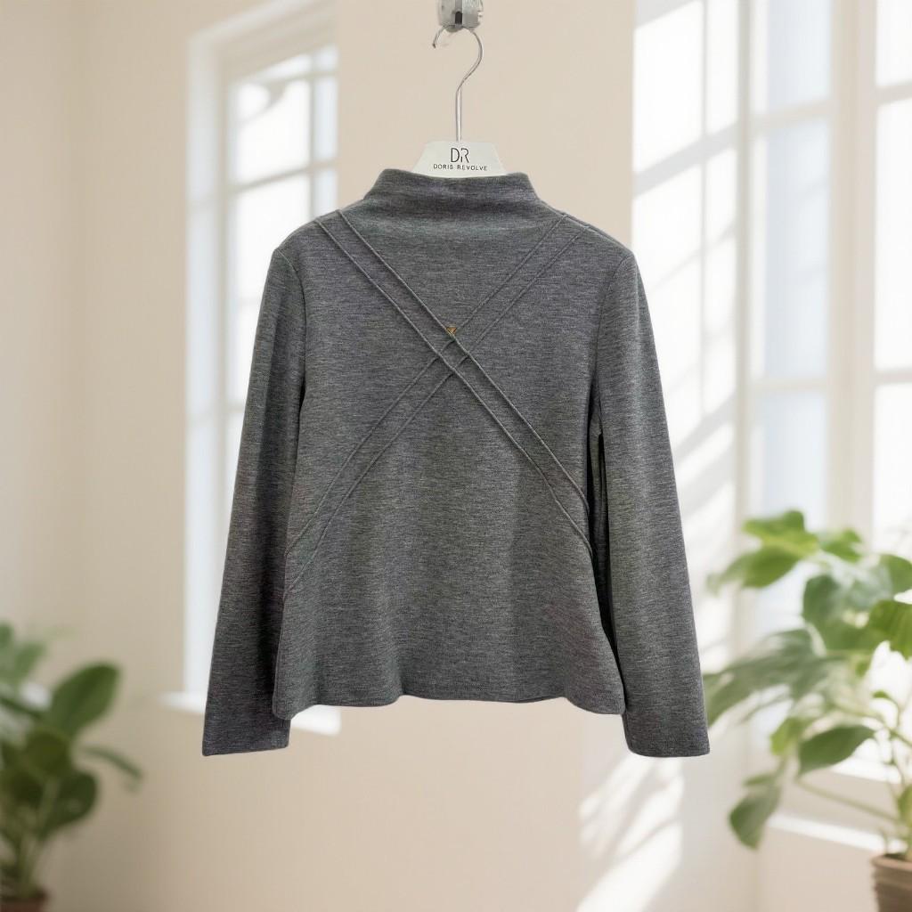 

X172 Soft Brushed Half High Collar Shirt: Spring/Autumn Slim Fit, Versatile Solid Color with Simple Lines M (45-54 kg) сірий колір