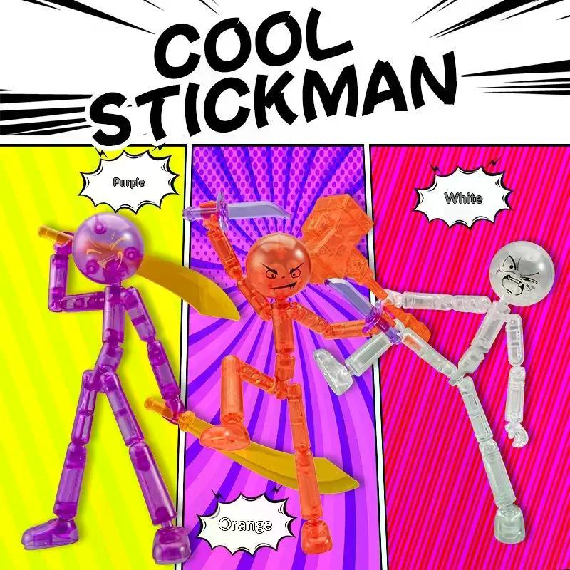 1 Set Novelty Action Figure Stickman Assembled Robot Movable 3D Printing Mannequin Multi-Jointed Stickman Toy