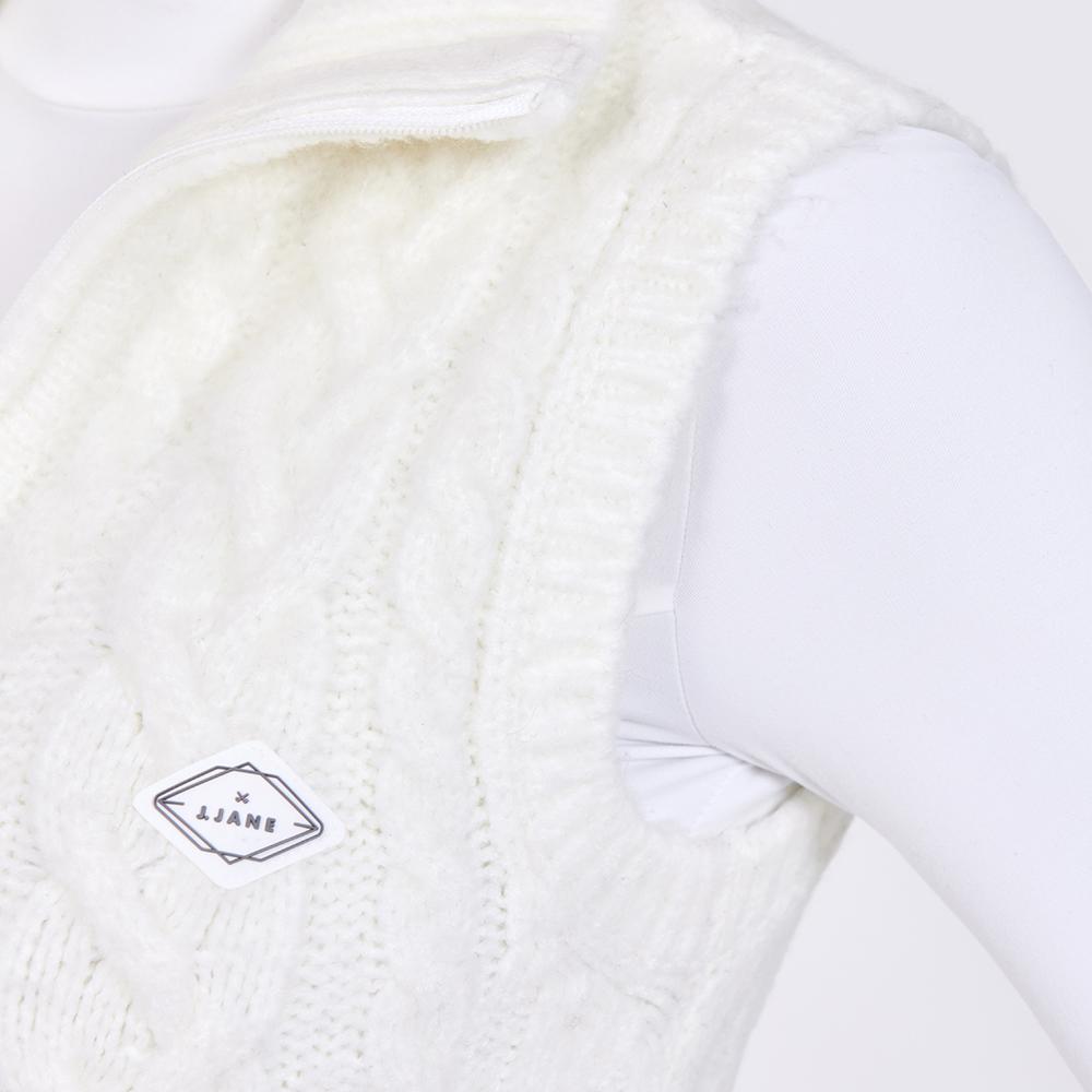 J.JANE Flower Midi Knit Zip-Up Vest (Ivory)