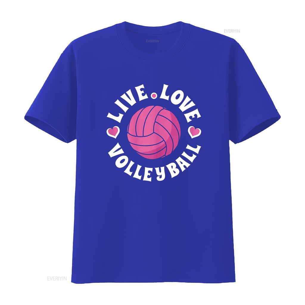 Live Love Volleyball T-Shirt für Damen Mädchen Fan vintage Gewaschen Atmungsaktiv Dehnbar Lässig Mode Leicht Stilvoll