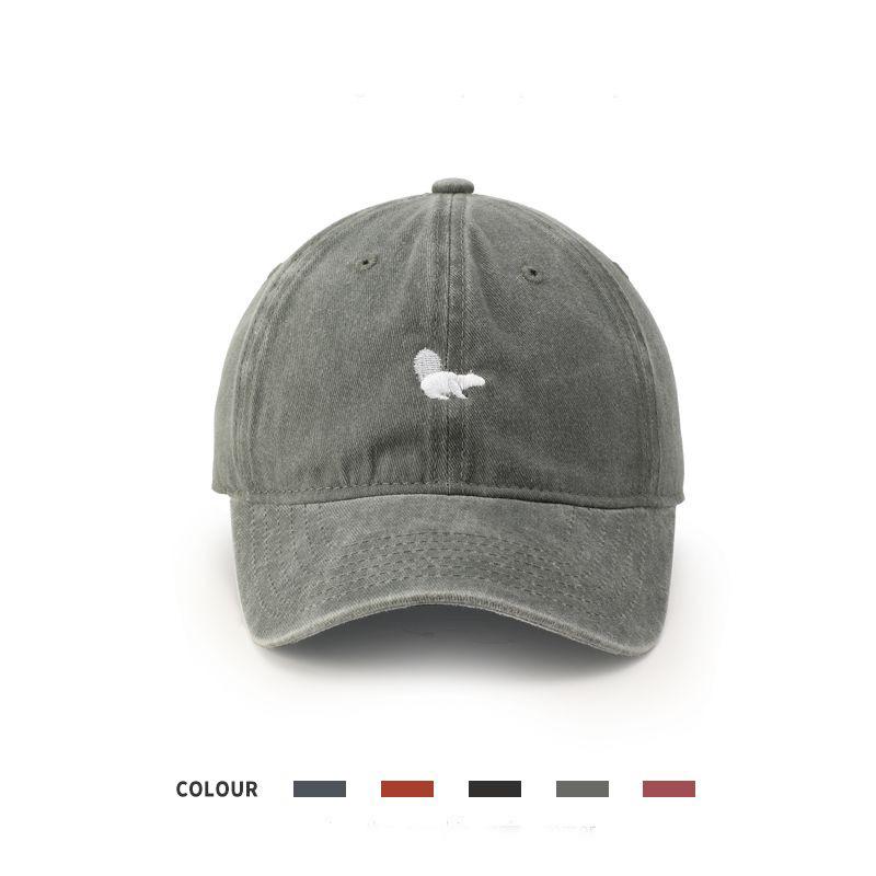 Baseball Cap Summer Sunscreen Retro Washed Sun Hat Student Versatile Trend Squirrel Embroidery Cap Female