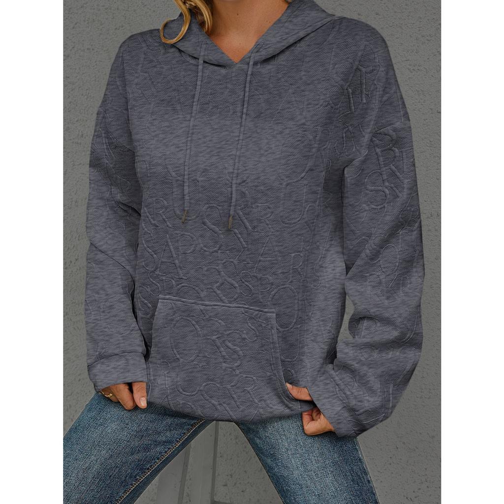 Damen Kapuzenpullover Langarm Lockerer Schnitt Buchstabendruck Pullover Sweatshirt Lässiges Oberteil