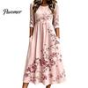 Fashionable Dresses with Cardigans Long Sleeve Bohemian Floral Maxi Dress for Women, Casual Vintage A Line Style Midi Waist Cinching Design, Slimming