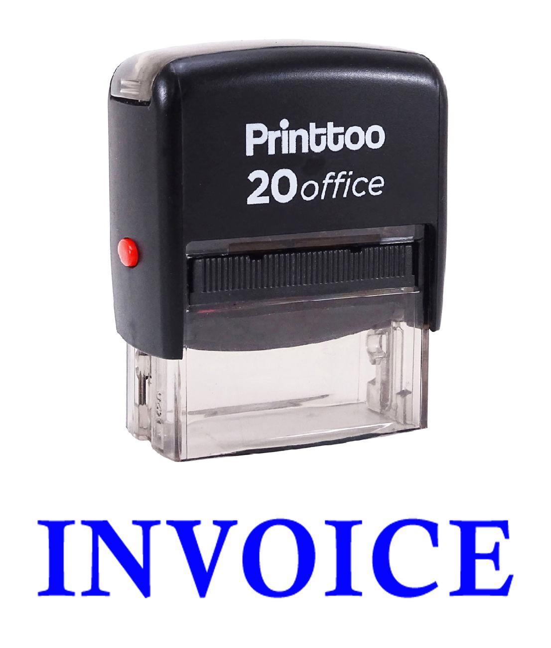 

Printtoo Rubber Stamp Office Stationary INVOICE Self Inking Custom 14 mm x 38 mm (Approx) синій
