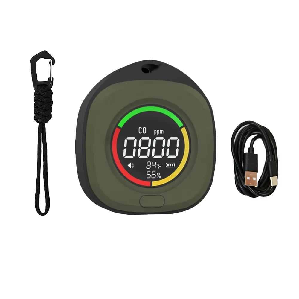 Mini Carbon Monoxide Detector CO CO2 Air Quality Monitor 1000mAh Battery LED Screen USB Type-C Charging for Indoor and Travel Thermometer Buzzer Alarm