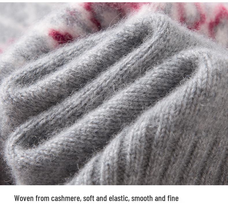 Women's Forest-Style Retro Fair Isle Knit Cashmere Cardigan - Autumn/Winter Loose Fit, Lazy Style, Thickened Sweater.