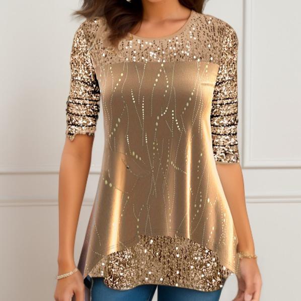 Женская мода осень-зима сплошной цвет печати с длинным рукавом и круглым вырезом — фото 11