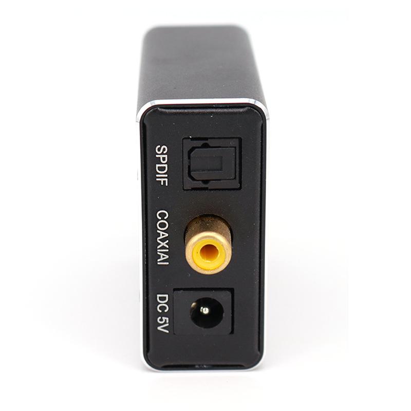 Black Aluminum Digital-to-Analog Audio Converter: Coaxial, 3.5mm, Optical Fiber To SPDIF, Lotus