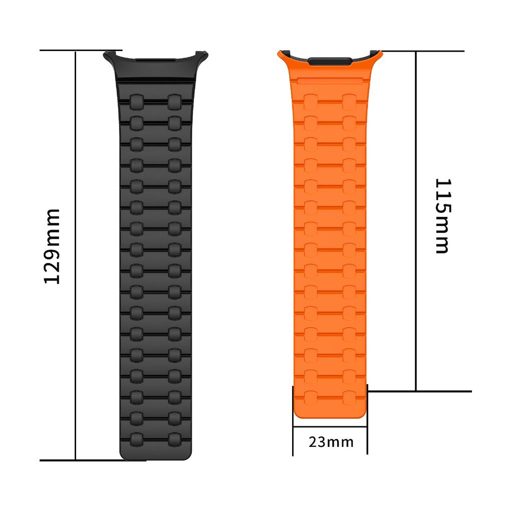 For Samsung Galaxy Watch Ultra 47mm Band Strong Magnetic Silicone Dual Color Watch Strap