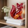 Little Fox Figurine Hand-Carved Healing Guardian Fox Statue Lucky Animal Sculpture Home Office Desktop Decoration Ornament