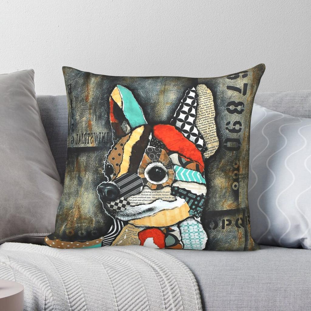 Chihuahua Urban Collage Pillowcase Polyester Linen Velvet Creative Zip Decorative Home Cushion Cover