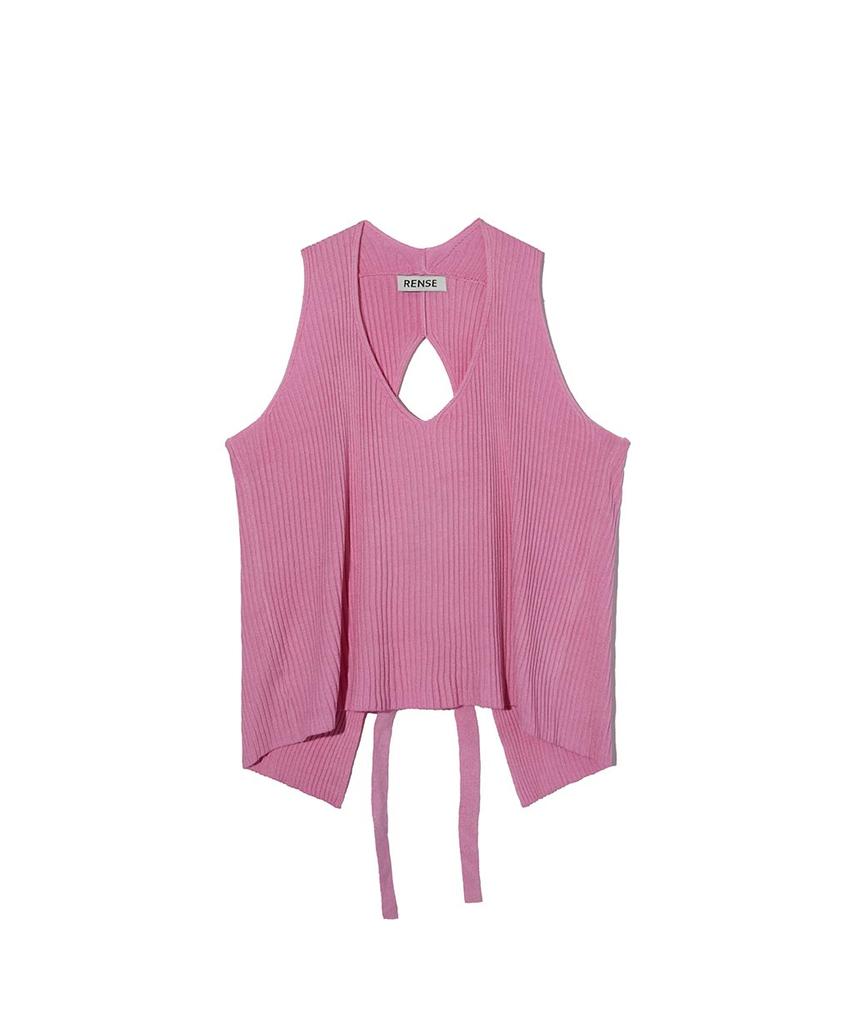 Lense Back Open Ribbon Knit Pink