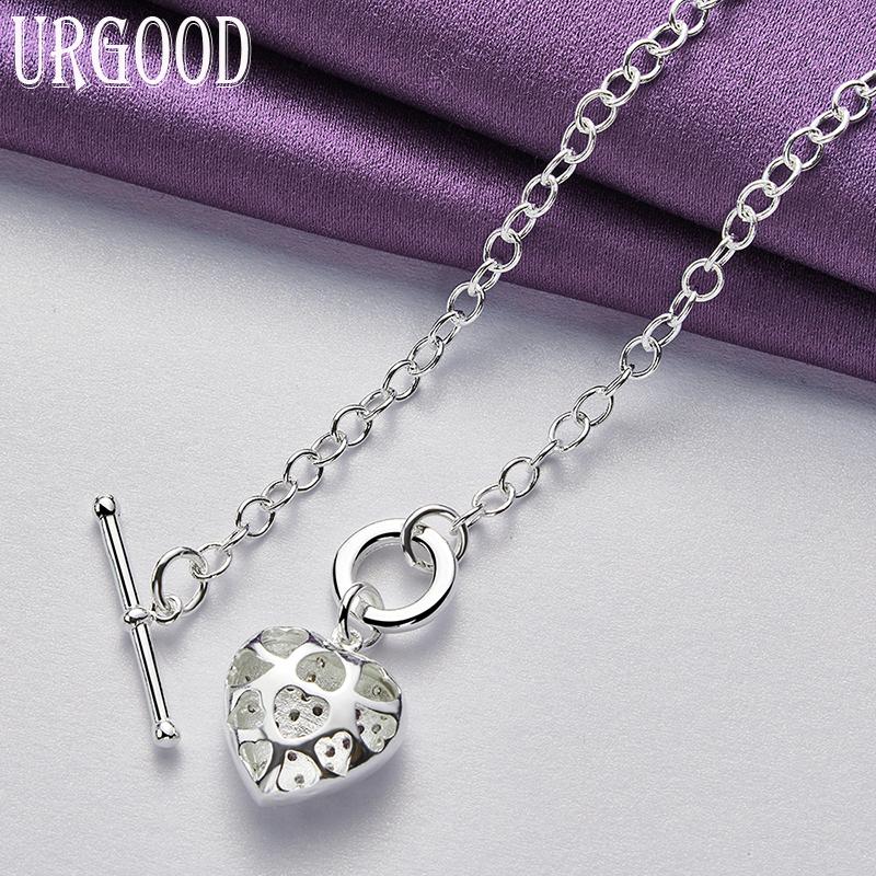 925 Sterling Silver Heart Shaped AAA Zircon Pendant Necklace for Women's Wedding Party Fashion Jewelry