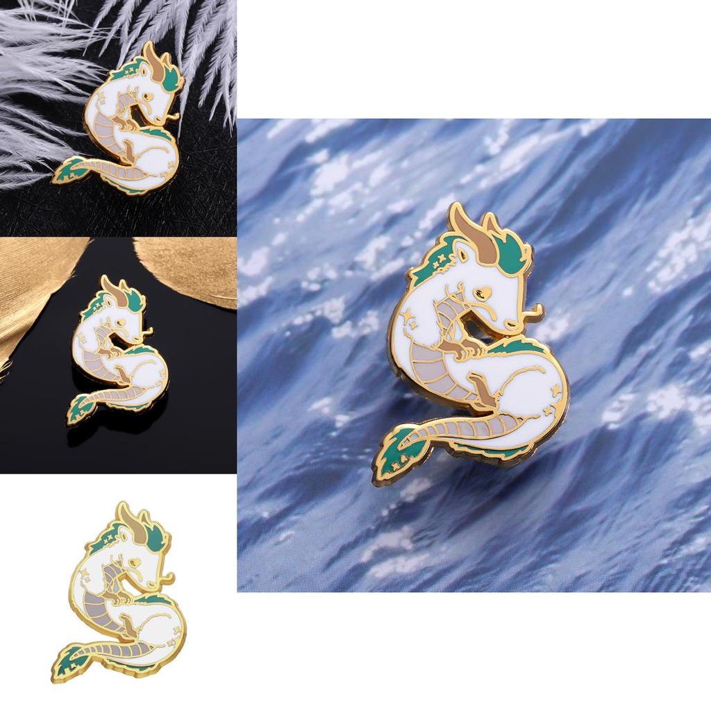 White Cartoon Playful Dragon Enamel Brooch Creative Anime Pin Distinctive Metal Embellishment
