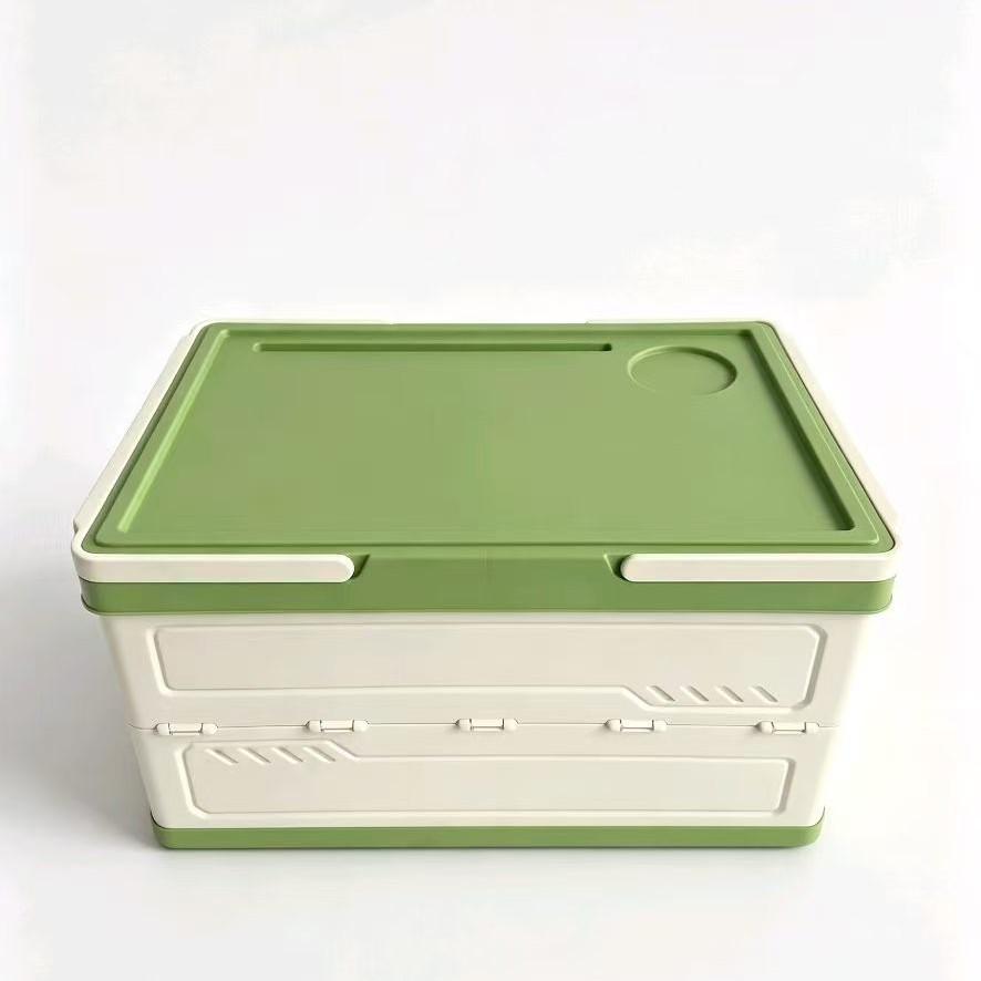 Portable Folding Picnic Basket with Wooden Top