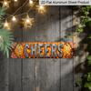 2D Flat, 1pc retro Metallic CHEERS Aluminum Decorative Sign-15.7x3.9 Inch Country Style Decoration with Floral Embellishment, Suitable for Home