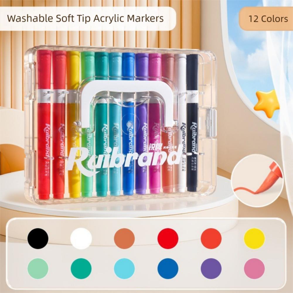 Soft Brush Paint Pen 12/24Colors Paint Markers New Art Marker Pen  School Stationery