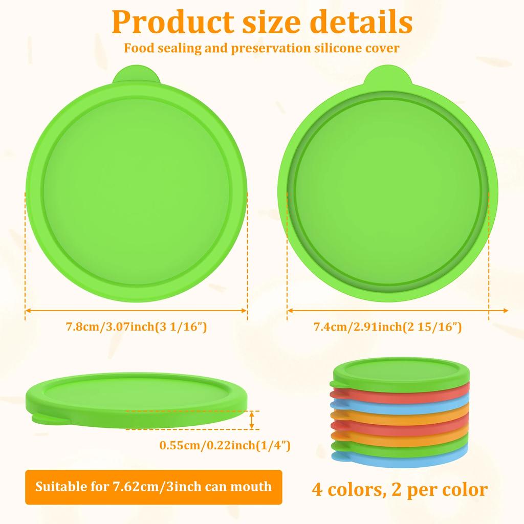 8Pcs 3 Inch Silicone Jar Lid Leak Proof Food Sealing Preservative Lid Reusable Heat and Cold Resistant Sealing Lid Kitchenware