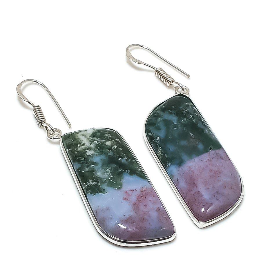 Natural Bloodstone Gemstone 925 Sterling Silver Jewelry Earring 2.17 AE-12376