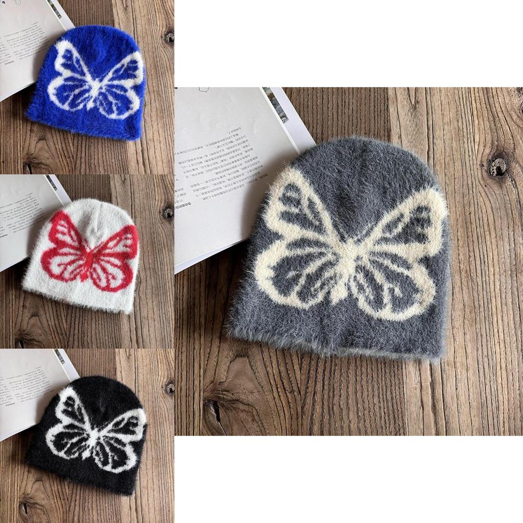 Knitted Butterfly Faux Mink Hat For Women Winter Warmth And Windproof Comfort