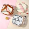 WORTHBUY Cute 304 Stainless Steel Divided Lunch Box With Cutlery Heatable Large Capacity Sealed Food Container Set For Student