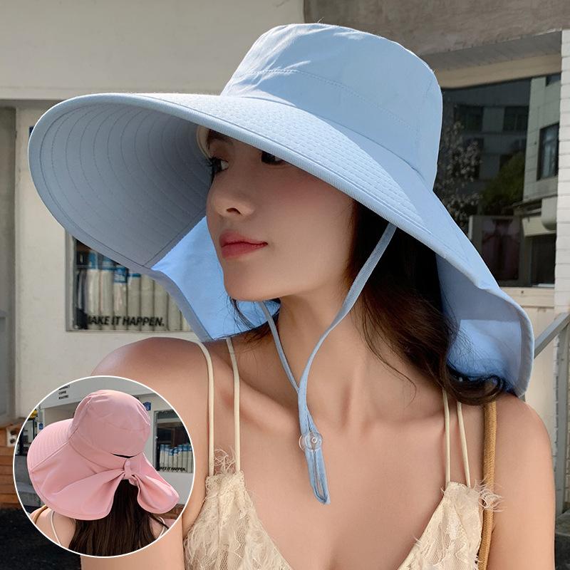 Neck Protection New Sun Hat Women's Sun Protection Face Protection UV Protection Summer Sunshade Big Brim Spring and Autumn Outdoor Bucket Hat