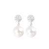 S925 Sterling Silver French Luxury Pearl Earrings: Elegant Rhinestone-Inlaid Shell Pearl Studs for Women