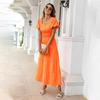 2025 Damen Sommer Maxi Sonnenkleid mit eckigem Ausschnitt & Puffärmeln