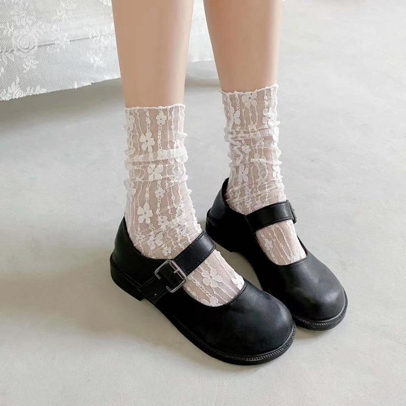 Lace Socks Pile Socks Spring And Autumn Lace Socks Womens Medium Tube Thin White Princess Socks Long Socks Mary Jane Socks