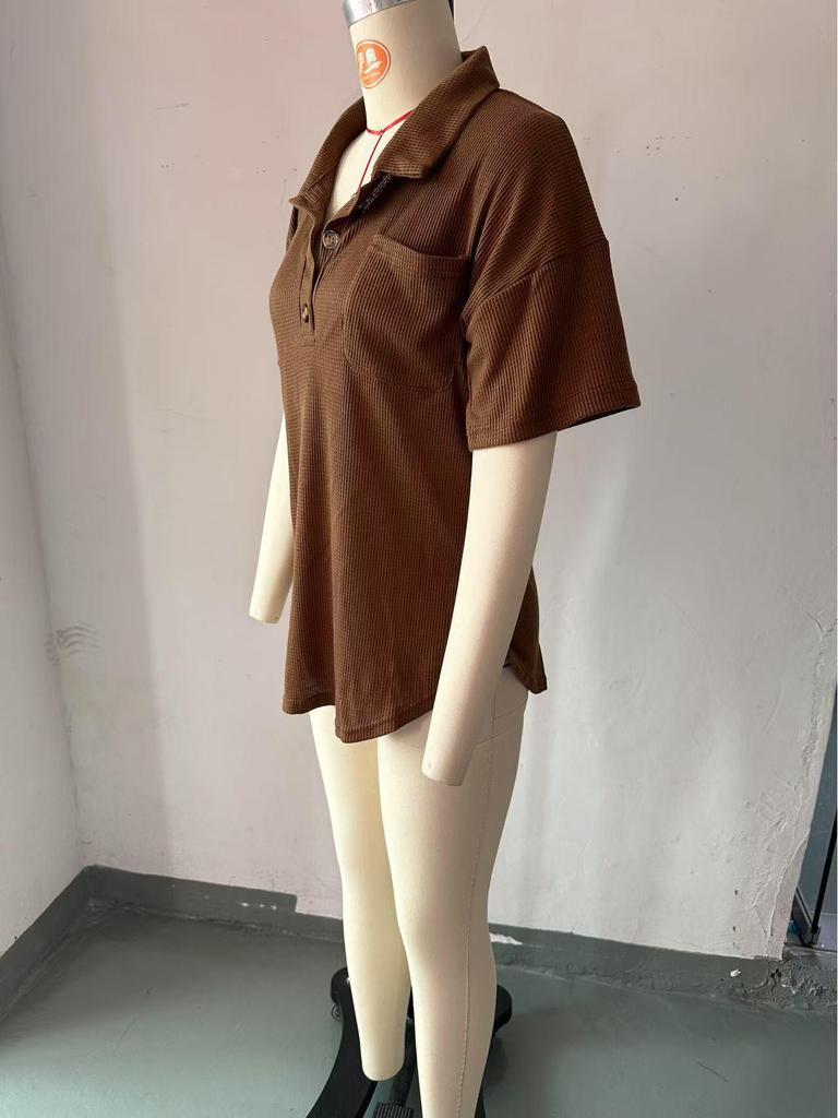 2025 Spring/Summer Women's Waffle Knit Shirt Top - European & American Bestseller