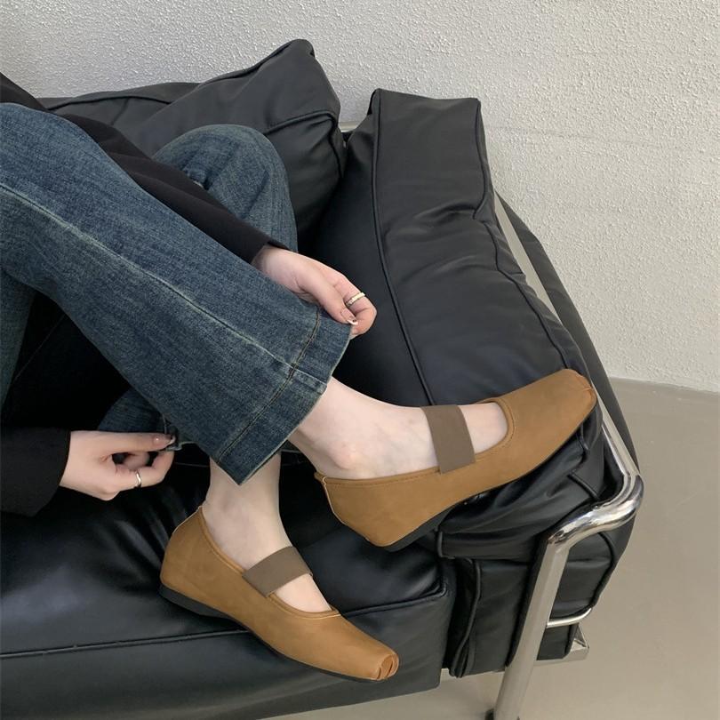 French square head with Mary Jane shoes 2025 new retro inner height-increasing ballet shoes