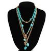 1 SET Ethnic Style Multilayer Turquoise Necklace Bead Bohemian Style Clavicle Chain  Party