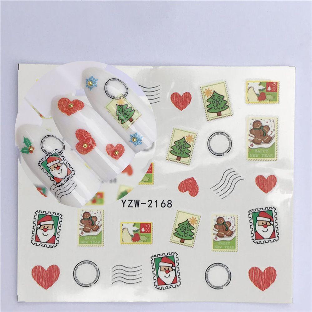 Frauen Weihnachtsmann Schneeflocken Schneemänner Nagelkunst Aufkleber Dekoration Aufkleber Wassertransfer Abziehbilder