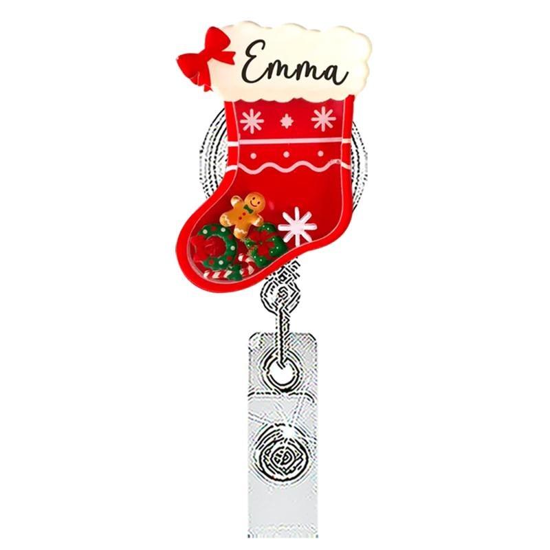 Christmas Badge Reel Holiday Patterned Badge Reel Clip Holiday Pattern Badge Reel Individual Packaged Christmas Id Holder