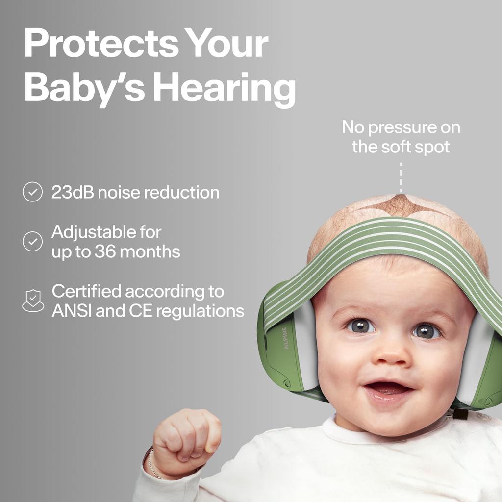 ALPINE HEARING PROTECTION MUFFY BABY CLASSIC BLK Earmuffs with and Noise Reduction for Babies Headband, Soundproofing,
