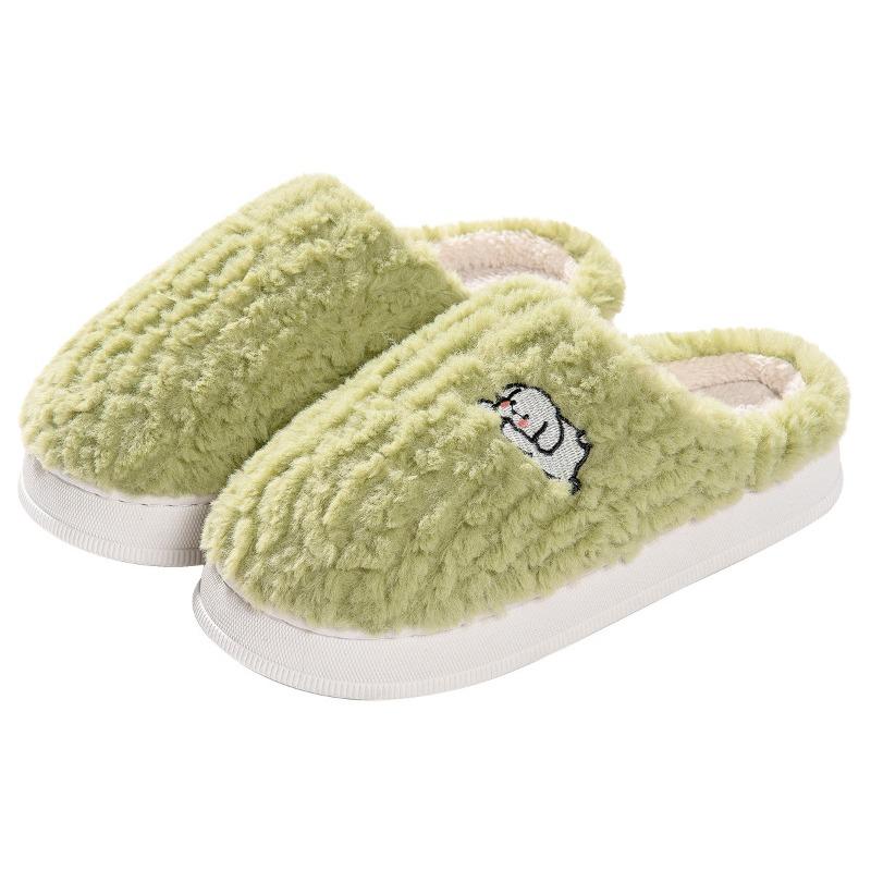 Cotton slippers women's autumn and winter household thick bottom non-slip new plush indoor home warmth couple men