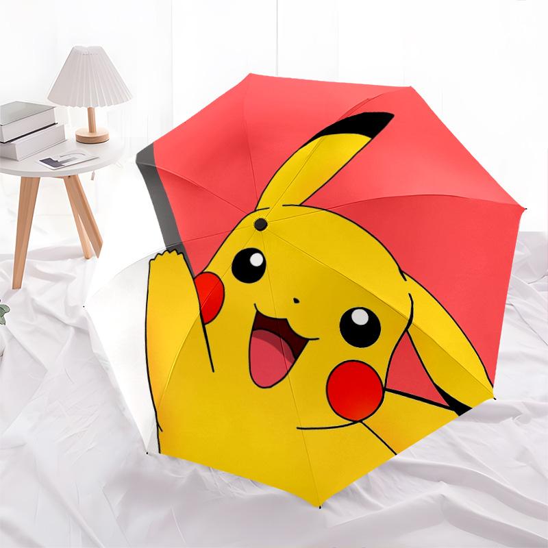 

Pikachu pattern, automatic folding umbrella, portable and foldable design, 8 ribs, a Christmas or birthday gift.