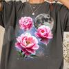 Retro Peony Moon Shirt, Vintage Floral Art Tee, Celestial Flower Graphic, Aesthetic 90 Botanical Tshirt, Mystic Moonlit Peony Gift, Boho Top