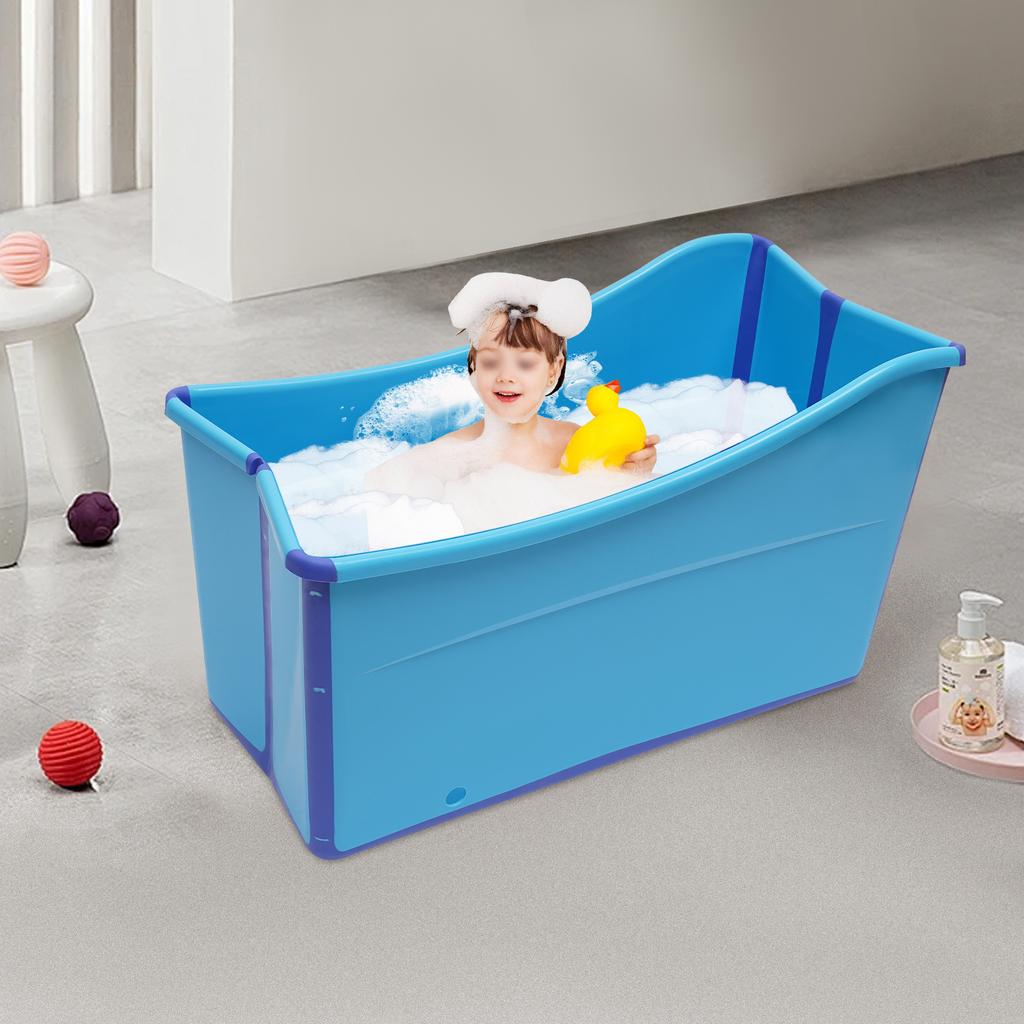 Bymaocar Foldable Independent Thick Plastic Bathtub, RV Bathroom Blue Large-size Bathtub for Steam Baths & Children's Swimming