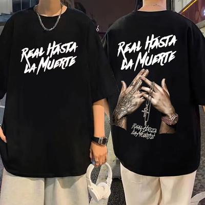 Rapper Anuel Aa Music Album Real Hasta La Muerte Print T Shirt Fashion Trend Hip Hop T-shirt High Quality Cotton T-shirts Unisex