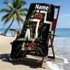 Custom Name Personalized Rammstein Print Beach Towel, for Trip Camping Beach Party Home Decor, Birthday Gift for Family & Friends